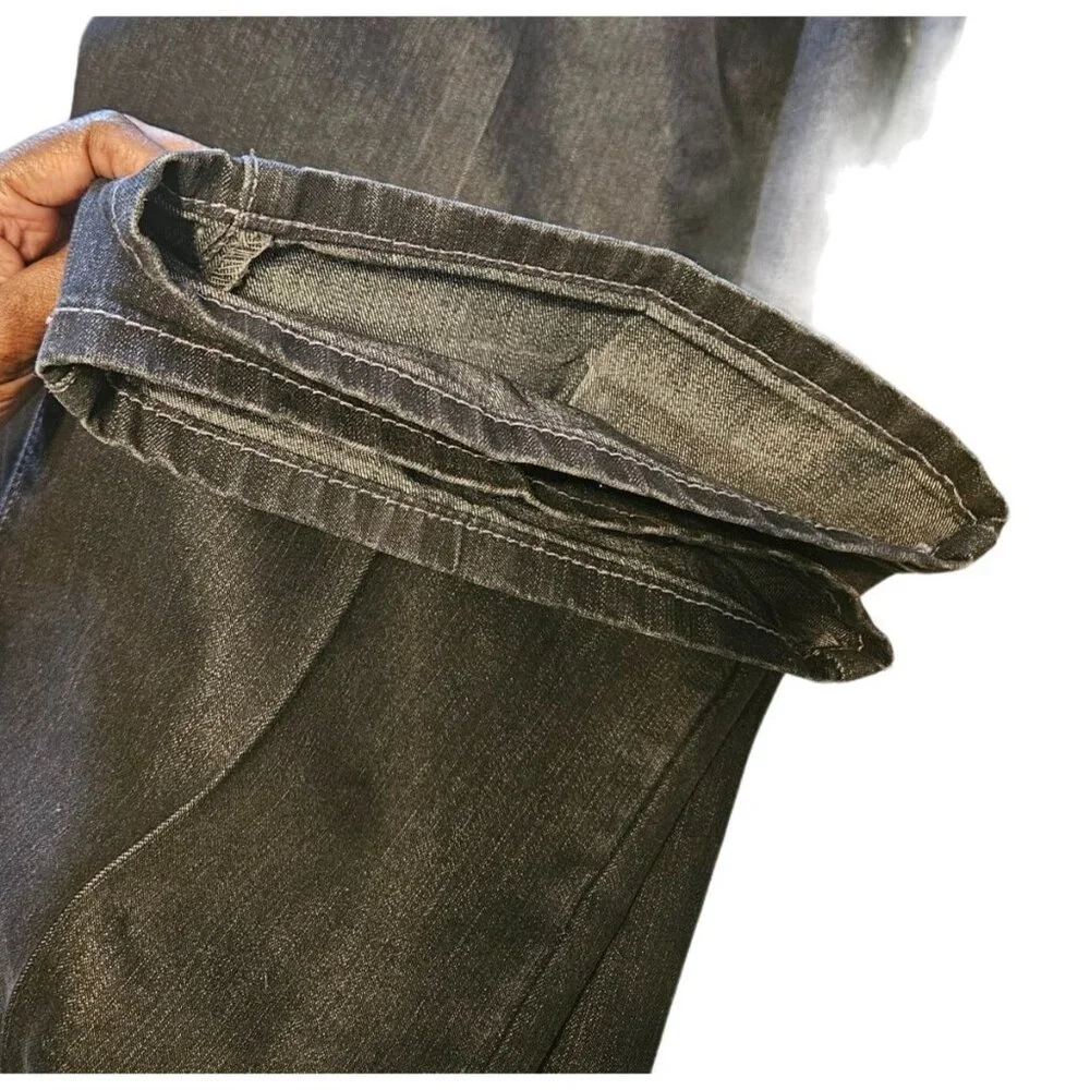 Calvin Klein Straight Leg Dark Wash Streetwear Jeans Gray Stitching Men Size 38